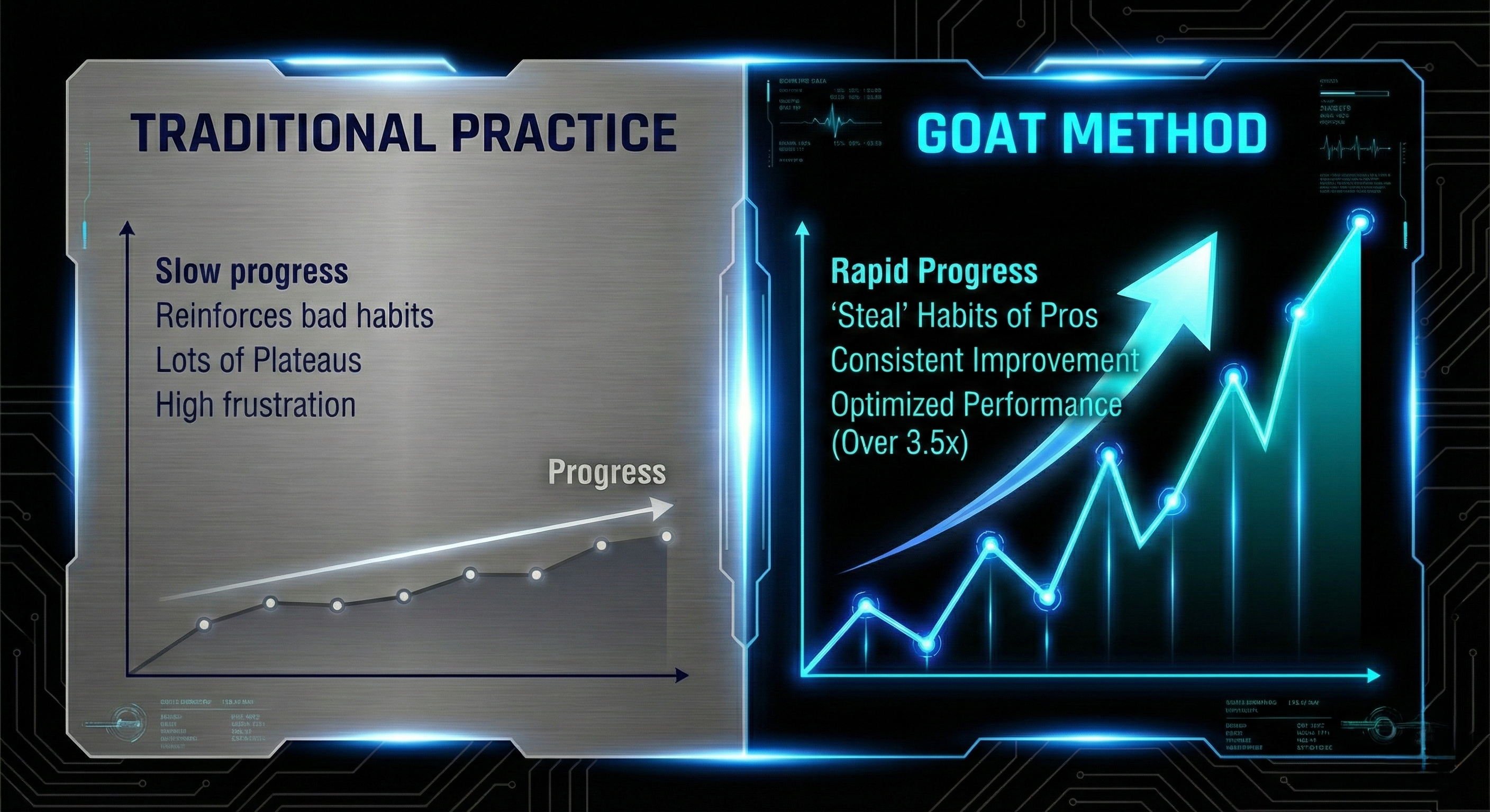 Graph showing non-linear skill acquisition using GOAT Protocol