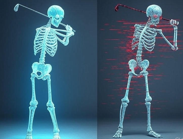 Conceptual illustration of a flawed motor schema in a golf swing.